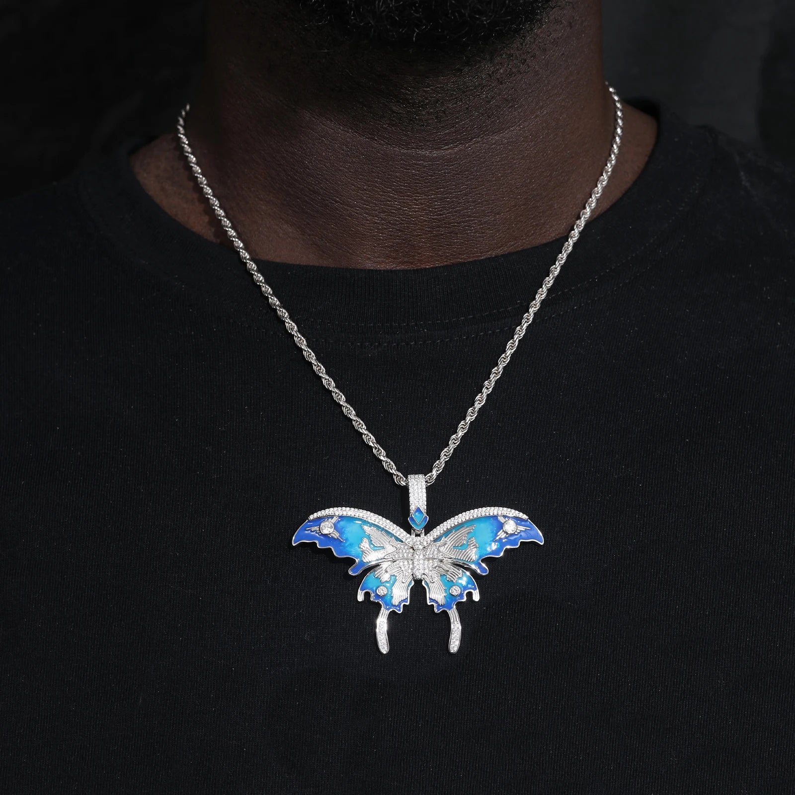 Moissanite Butterfly Pendant