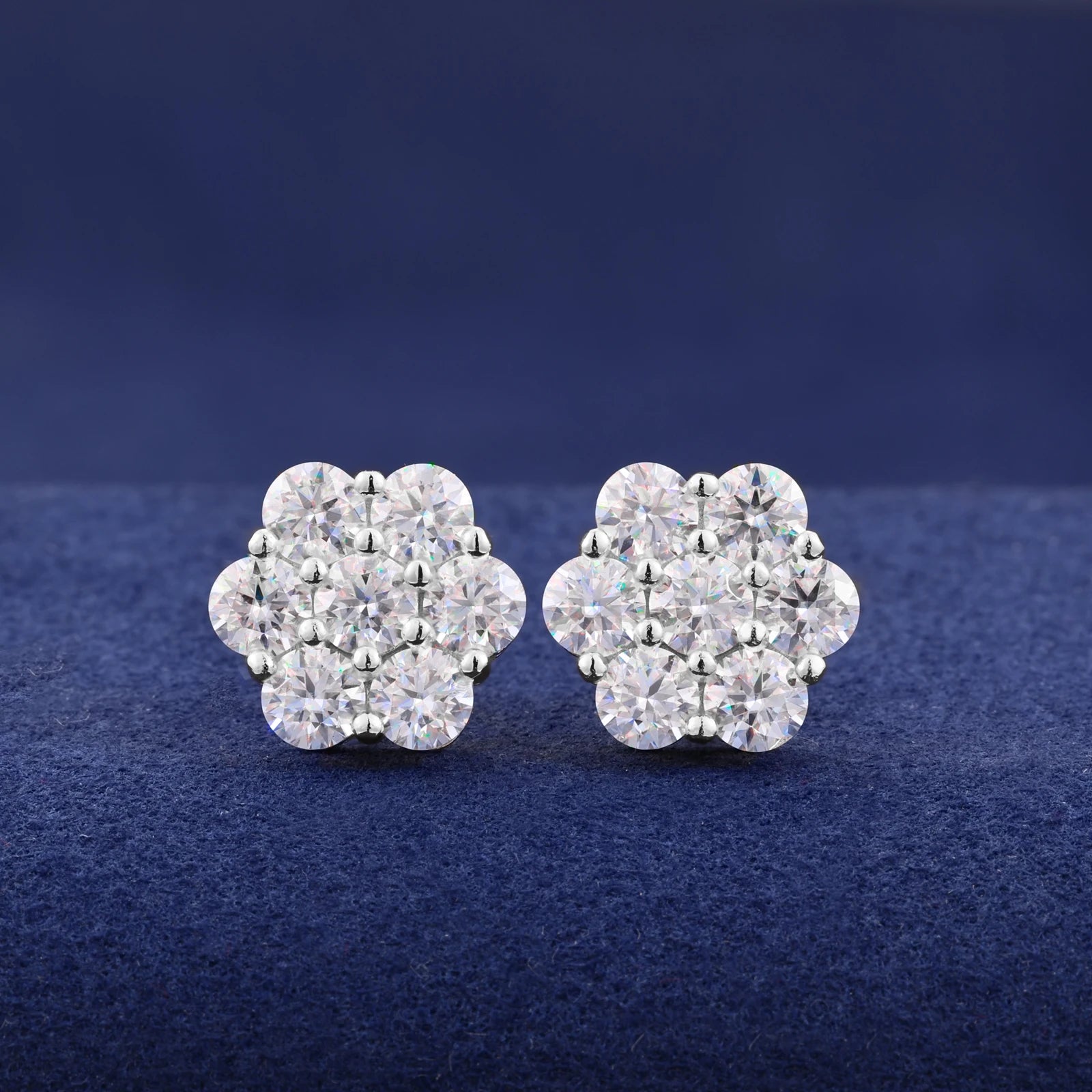 Moissanite Flower Stud Earrings - 9mm