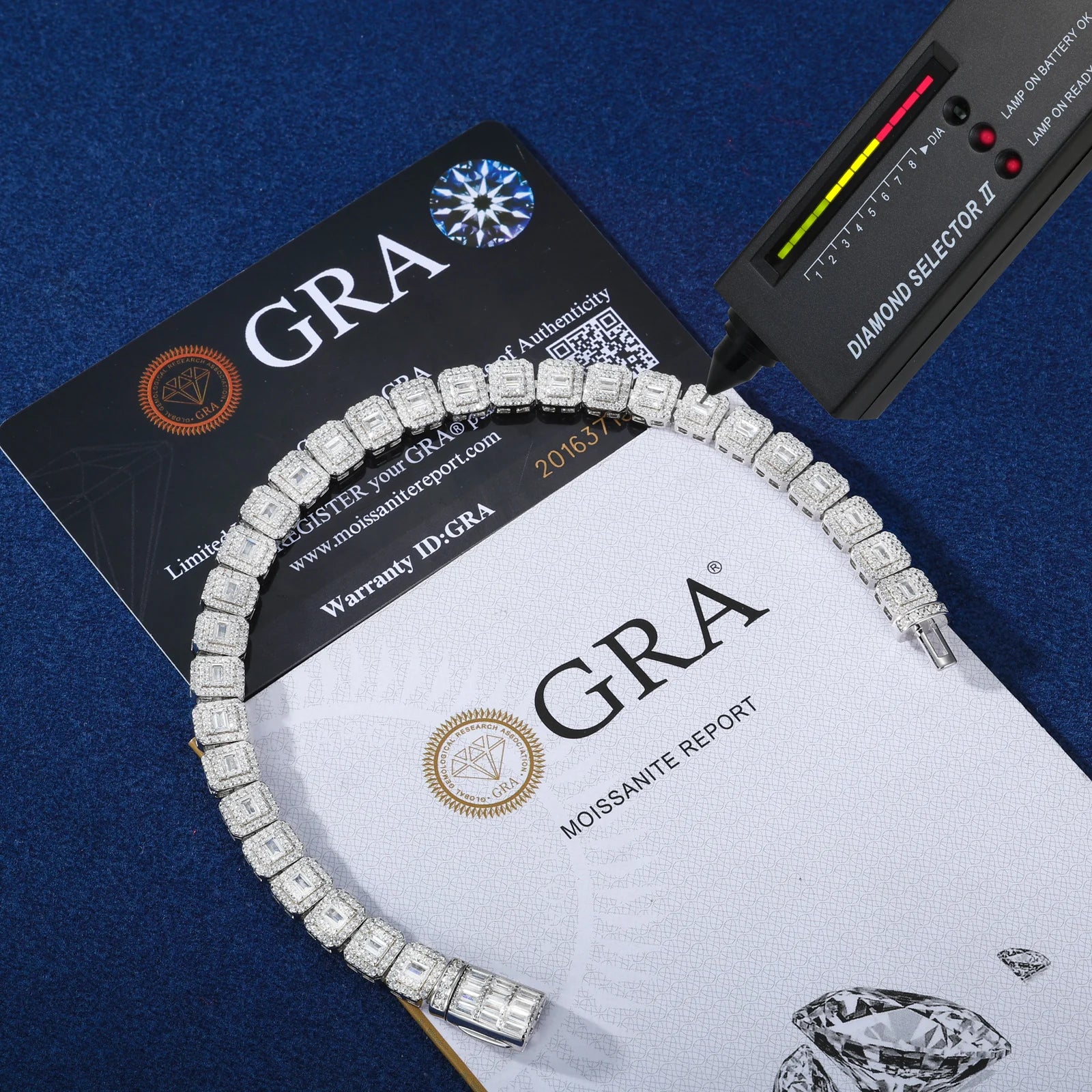 Moissanite Baguette Clustered Tennis Bracelet - 7.5mm