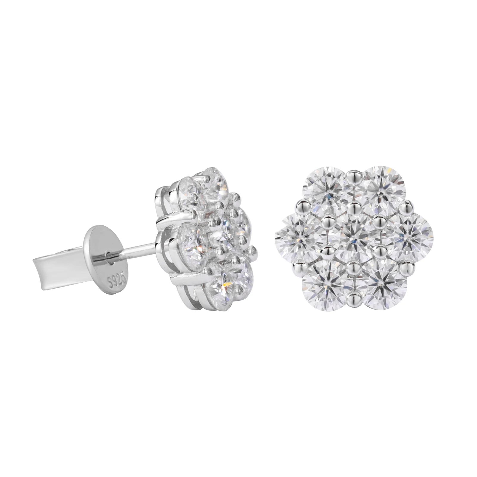 Moissanite Flower Stud Earrings - 10mm