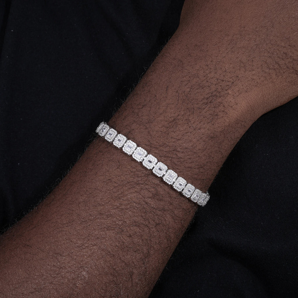 Moissanite Baguette Clustered Tennis Bracelet - 7.5mm